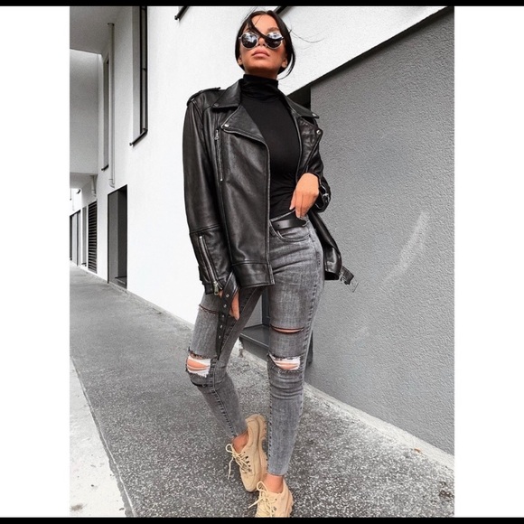 zara oversized leather jacket